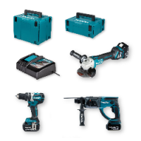 Kit Combo LXT 18V Makita DLX3093TJ | DGA513 + DHP484 + DHR202 | 3x BL1850B 5,0 Ah + DC18RC | Makpac (2) y (4) 2