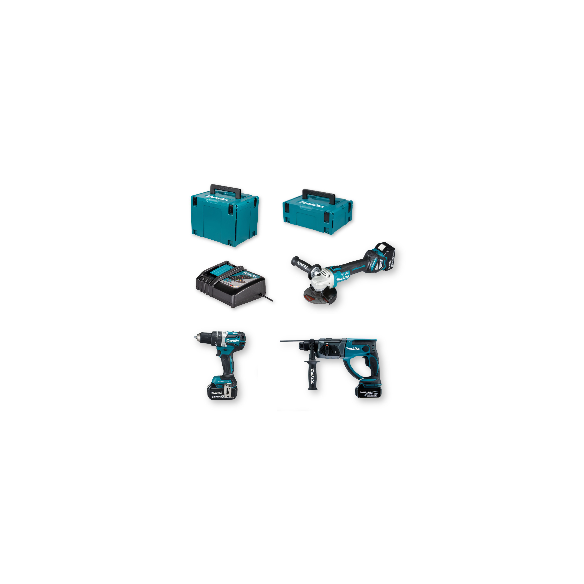 Kit Combo 3 Máquinas Makita 18V Brushless | DLX3093TJ | 3x 5,0Ah + DC18RC + Makpac 2+4