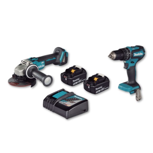 Kit Combo Amoladora + Taladro Makita 18V Brushless | DLX2334T | 2x 5,0Ah + DC18RC