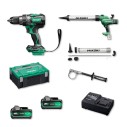Pack Hikoki 18 V - Taladro Percutor + Aplicador Silicona + 2 Baterías y Cargador