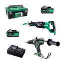 Pack Hikoki 36 V - Taladro Percutor + Sierra Sable + 2 Baterías y Cargador