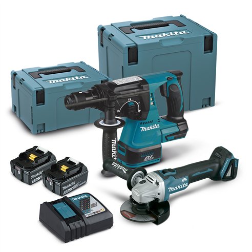 Kit Combo 2 Máquinas Makita 18V Brushless | DLX2125TJ1 | 2x 5,0Ah + DC18RC + Makpac 3+4