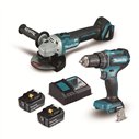 Kit Combo Amoladora + Taladro Makita 18V Brushless | DLX2334T | 2x 5,0Ah + DC18RC