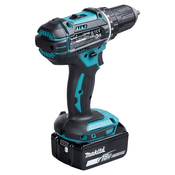 Taladro atornillador Makita DDF482RME | 18V LXT | 62/36 Nm | 2x 4,0Ah + DC18RC + maletín PVC