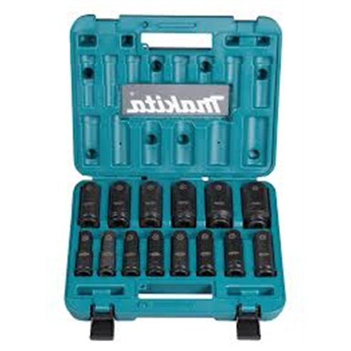 Juego de Vasos de Impacto Largos Makita E-16586 | 14 Piezas 1/2" CR-MO Impact Black