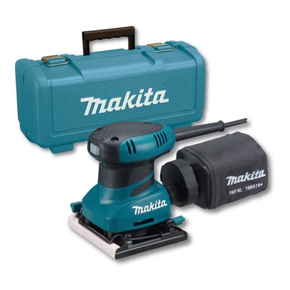 Lijadora Orbital Makita BO4556K | 200 W | 114 x 140 mm | Compacta y Silenciosa con Maletín