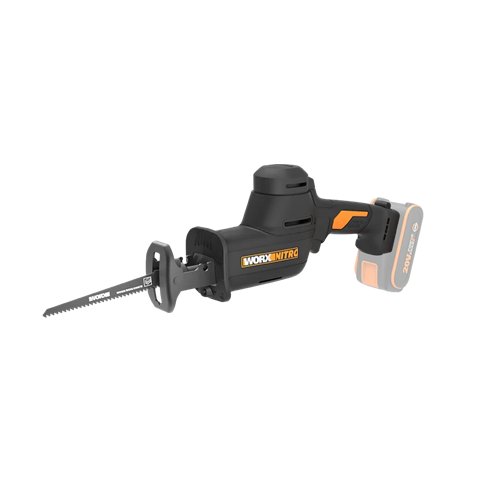 Worx WX501.9 – Mini sierra sable a batería 20V PowerShare, inserción universal, solo herramienta