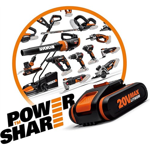 WORX WA3639 - Batería de 18 V (20 V máx.) 2.0 Ah con indicador de batería