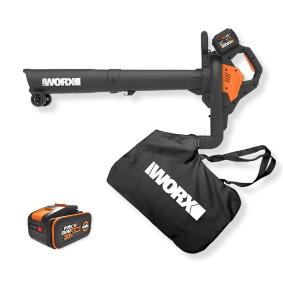 Aspirador Soplador de Hojas Worx WG583E | 40V 2x20V | Bolsa 35 L | Con 2 Baterías
