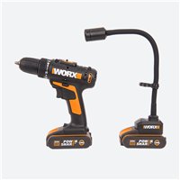 Taladro Atornillador Worx WX977 20V | 30 Nm | Linterna Flexible | 2 Baterías 2