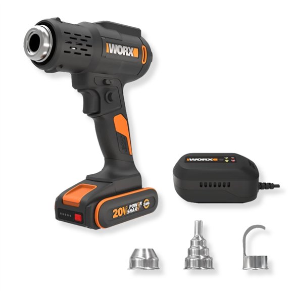 Pistola de Calor a Batería Worx WX015 | 20V PowerShare | 20-600 °C | Con Batería 2,0Ah
