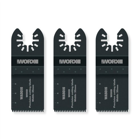 WORX WA5016.3 Pack de 3 Hojas de Sierra de Precisión HCS 35 mm para Madera y PVC