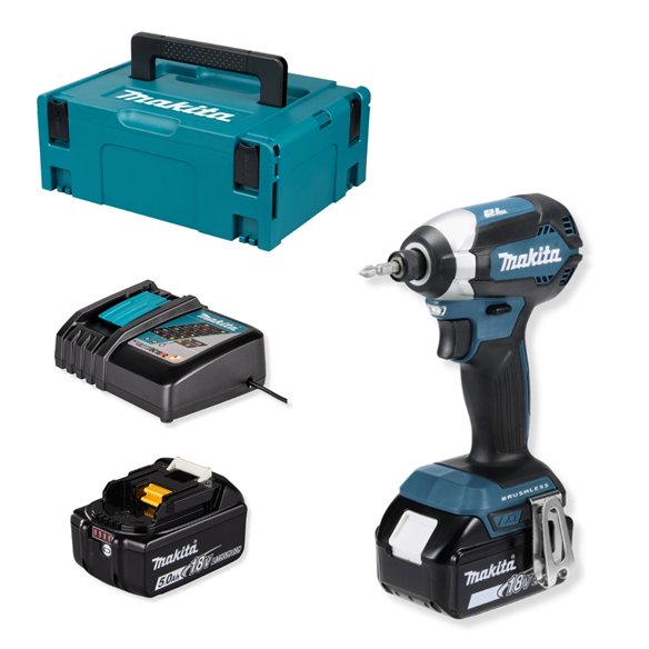 Atornillador de impacto Makita DTD153RTJ - 18V, 170 Nm, motor sin escobillas, 2 baterías 5,0Ah