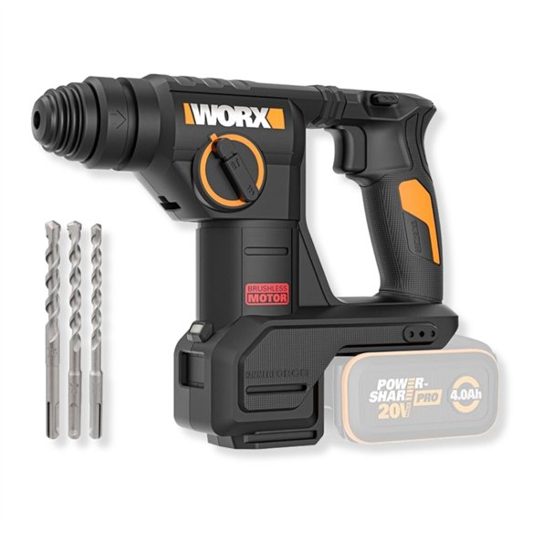 WORX WX387.9 Martillo rotativo a batería 20V SDS-Plus, 2,0 J, Brushless, sin batería ni cargador
