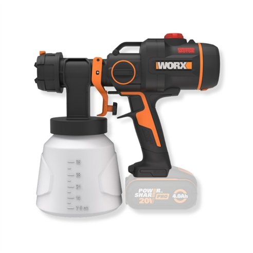 WORX WX020.9 Pulverizador de pintura a batería 20V, 20 kPa, sin batería ni cargador