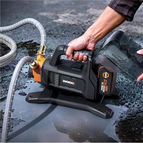 Bomba de agua a batería 20V 1.300 l/h WORX | WG830E | Con batería 4,0 Ah y cargador