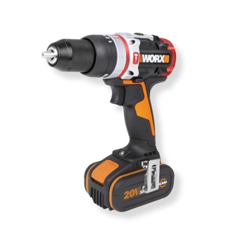 Taladro percutor Brushless 20V 60 Nm WORX | WX354.4 | 2 baterías 4 Ah, cargador y maletín