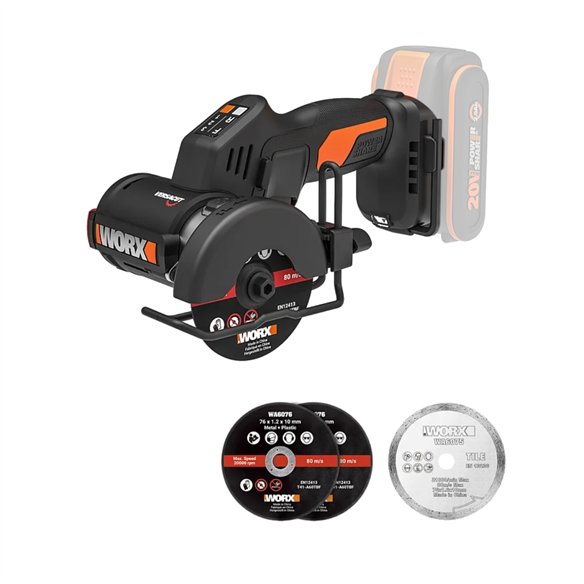WORX WX805.9 Mini Amoladora de Corte a Batería 20V Brushless 76 mm sin Batería