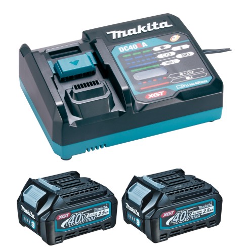 Pack 2 Baterias 40V + Cargador Makita 191J39-5 - 2 baterías 2,5 Ah y cargador rápido DC40RA