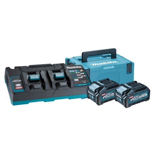 Kit de alimentación XGT 40Vmax Makita 2 baterías 4,0 Ah - cargador rápido y maletín Makpac