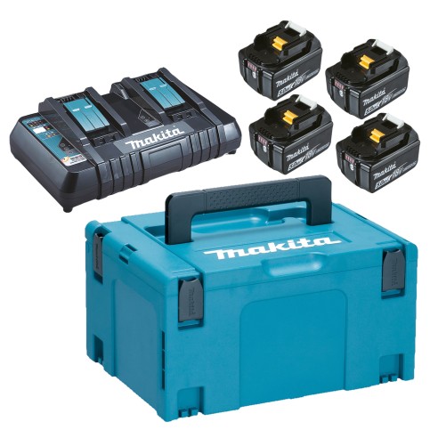 Kit de alimentación LXT® Makita 197626-8 - 4 baterías 5,0 Ah y cargador rápido en maletín Makpac