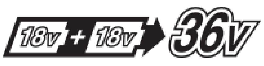 Fonctionne avec deux batteries 18V Fonctionne avec deux batteries 18V