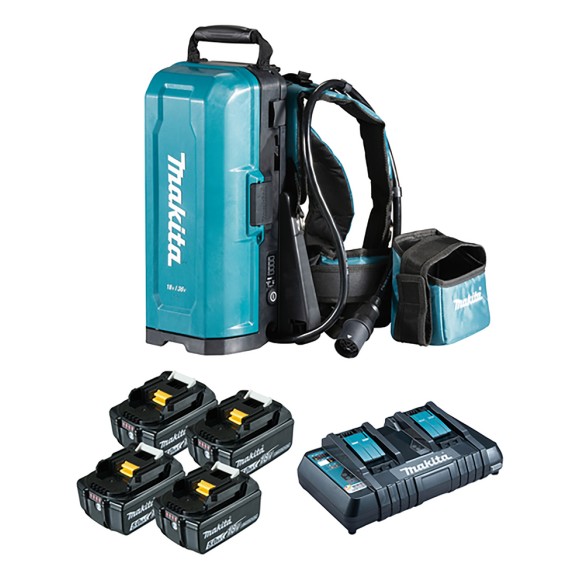 Sac à batteries Makita 191C50-5 - Pour 4 batteries LXT 18V/36V - Chargeur rapide inclus