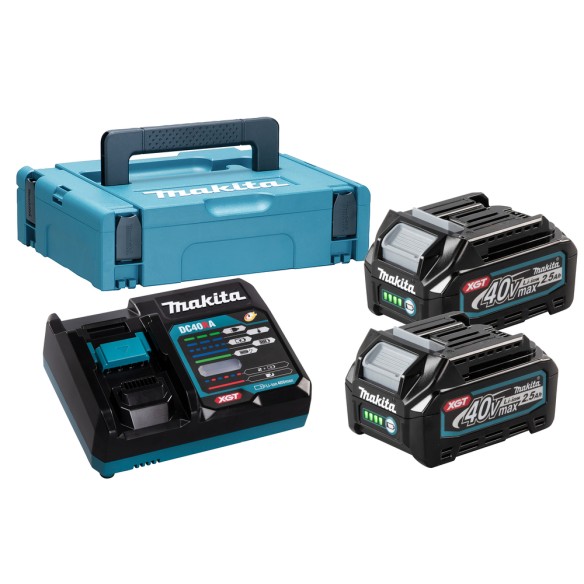 Kit d'alimentation Makita 191J81-6 - 2 batteries 2,5 Ah et chargeur rapide - 40Vmax XGT®