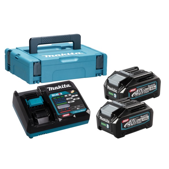 Kit d'alimentation Makita 191J97-1 - 2 batteries 4,0 Ah et chargeur rapide - Coffret Makpac