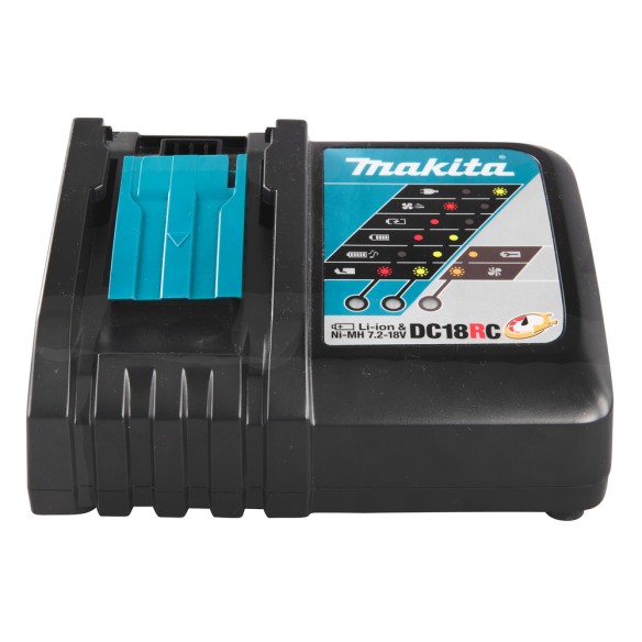 Chargeur rapide de batteries 14,4-18V Makita DC18RC - Ventilateur de refroidissement, charge en 15-55 min