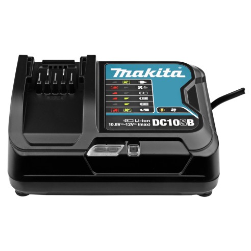 Chargeur rapide 12V Makita DC10SB - Charge en 30 min, protection contre la surcharge et la surchauffe