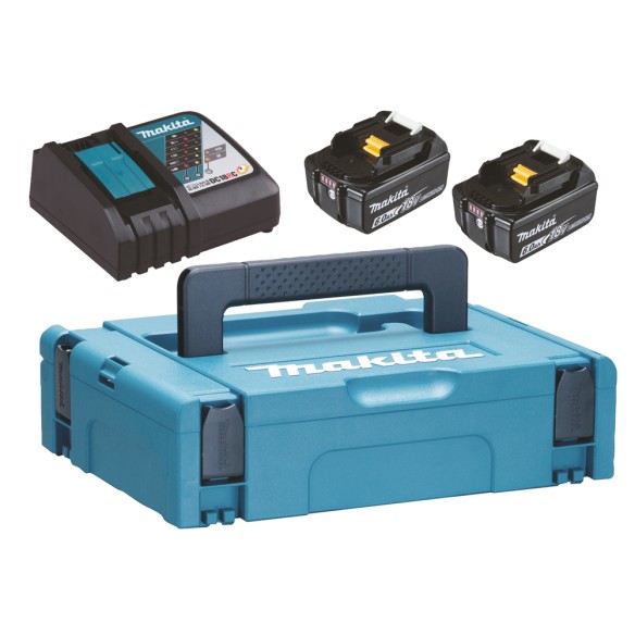 Kit d'alimentation Makita 198116-4 - 2 batteries 6.0 Ah et chargeur rapide 18V LXT® dans un Coffret Makpac
