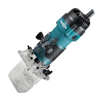 Défonceuse Makita 3712 - 530 W, base inclinable 0-45°, 32.000 tr/min, connectable à aspirateur