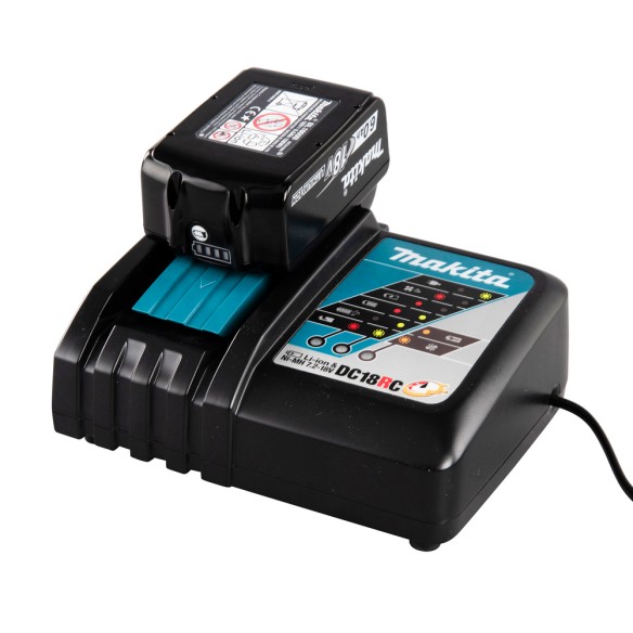 Chargeur de batteries Makita DC18RC - 7,2 - 18 V - Charge rapide en 15 min pour 1,3 Ah