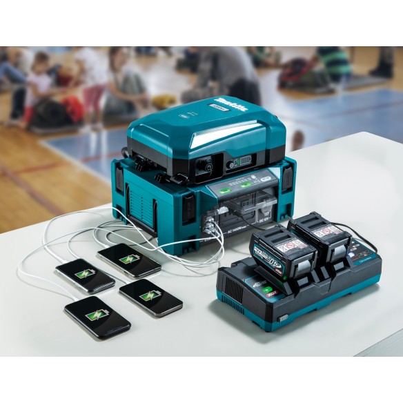 Convertisseur de courant Makita BAC01 - 1400 W, double isolation, 2 prises AC et USB