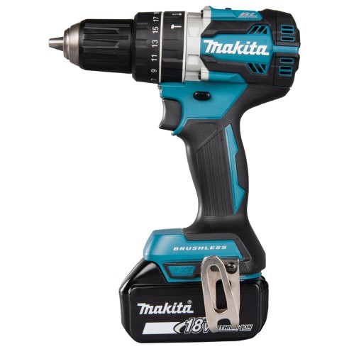 Perceuse combinée Makita DHP484RTJ - 18V, 54 Nm, moteur sans balais, 2 vitesses, lumière LED