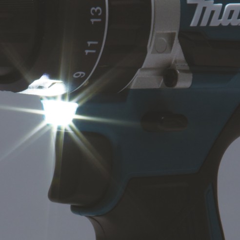 Perceuse combinée Makita DHP484RTJ - 18V, 54 Nm, moteur sans balais, 2 vitesses, lumière LED