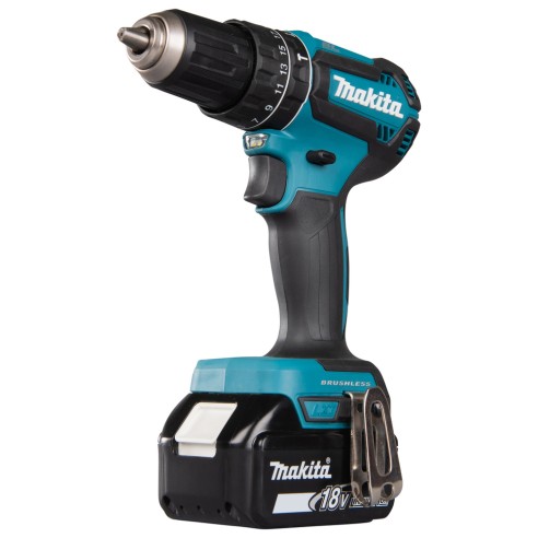 Perceuse combinée Makita DHP485RTJ - 18V, 50 Nm, moteur sans balais, 2 batteries de 5,0Ah