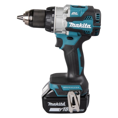 Perceuse Makita DHP489RTJ avec percussion - Moteurs sans balais - Avec deux batteries 18V 5.0Ah - Lumière LED