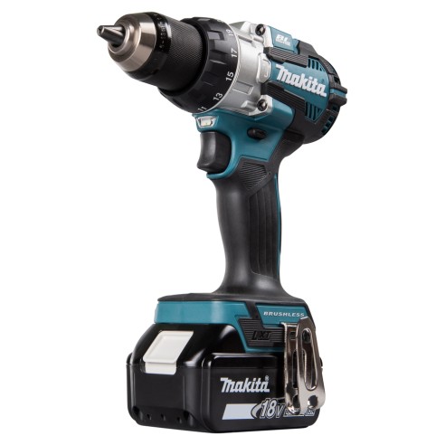Perceuse Makita DHP489RTJ avec percussion - Moteurs sans balais - Avec deux batteries 18V 5.0Ah - Lumière LED