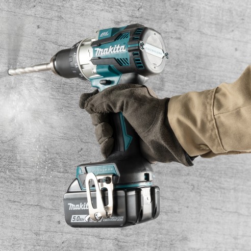 Perceuse Makita DHP489RTJ avec percussion - Moteurs sans balais - Avec deux batteries 18V 5.0Ah - Lumière LED