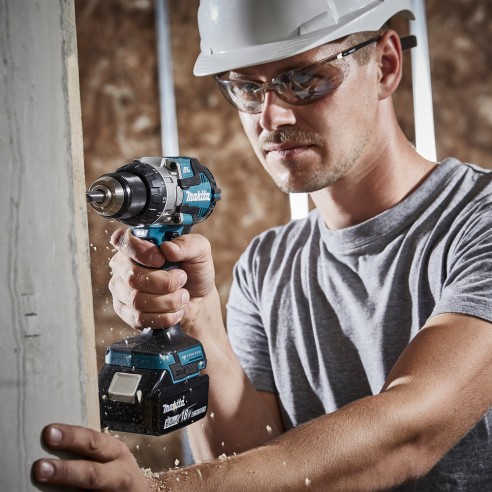 Perceuse Makita DHP489RTJ avec percussion - Moteurs sans balais - Avec deux batteries 18V 5.0Ah - Lumière LED