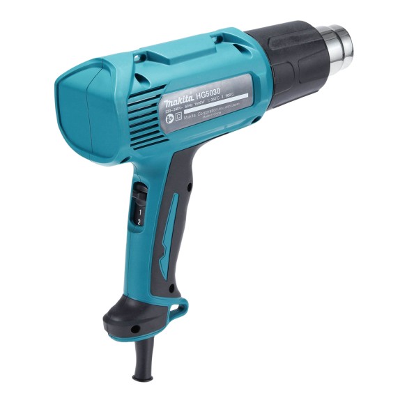 Décapeur Makita HG5030K - 1600 W, 350-500 °C, 2 réglages de chaleur et de débit d'air, Coffret PVC