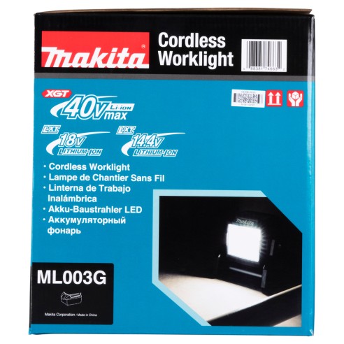 Projecteur LED Makita ML003GZ - 18V/40Vmax, 1100 lm, IP65, batterie XGT® - Corps seul (Sans batterie ni chargeur ni Coffret)