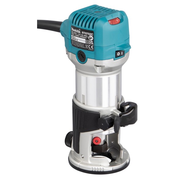 Défonceuse multifonction Makita RT0702C - 710 W, pinces 6/8 mm, boîtier en aluminium, démarrage progressif