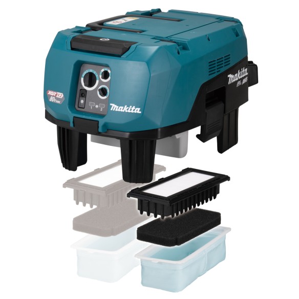 Aspirateur Makita VC006GMZ01 - 40Vmax x2 - 40L poussière sèche, 30L liquides, filtre M HEPA, autonettoyant - Sans batteries ni c