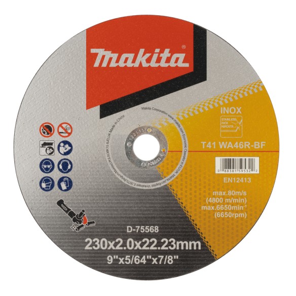 Disque abrasif Makita coupe fine métal, 230 x 22,23 x 2,0 mm, WA46R