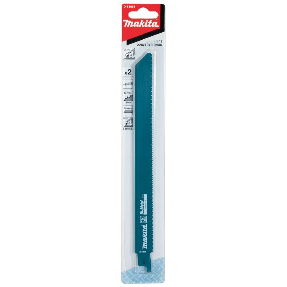 Jeu de 2 lames de scie sabre Makita pour métal D-51655, 225 x 0,9 mm