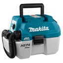 Aspirateur portable Makita DVC750LZ - 18V, réservoir 7,5L, moteur sans balais, filtre HEPA - Sans batterie ni chargeur