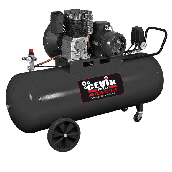 COMPRESSEUR À COURROIE 200L 4CV 230V CEVIK PRO CA-PRO200-4MF